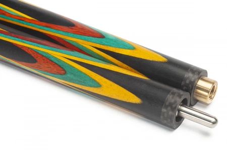 Кий Цветок 8 лучей двухсоставной, с гравировкой, обратный запил (эбен, лимонник, падук, граб)